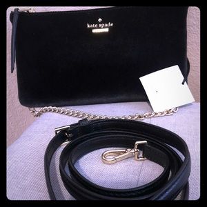 Kate Spade velvet black crossbody with strap